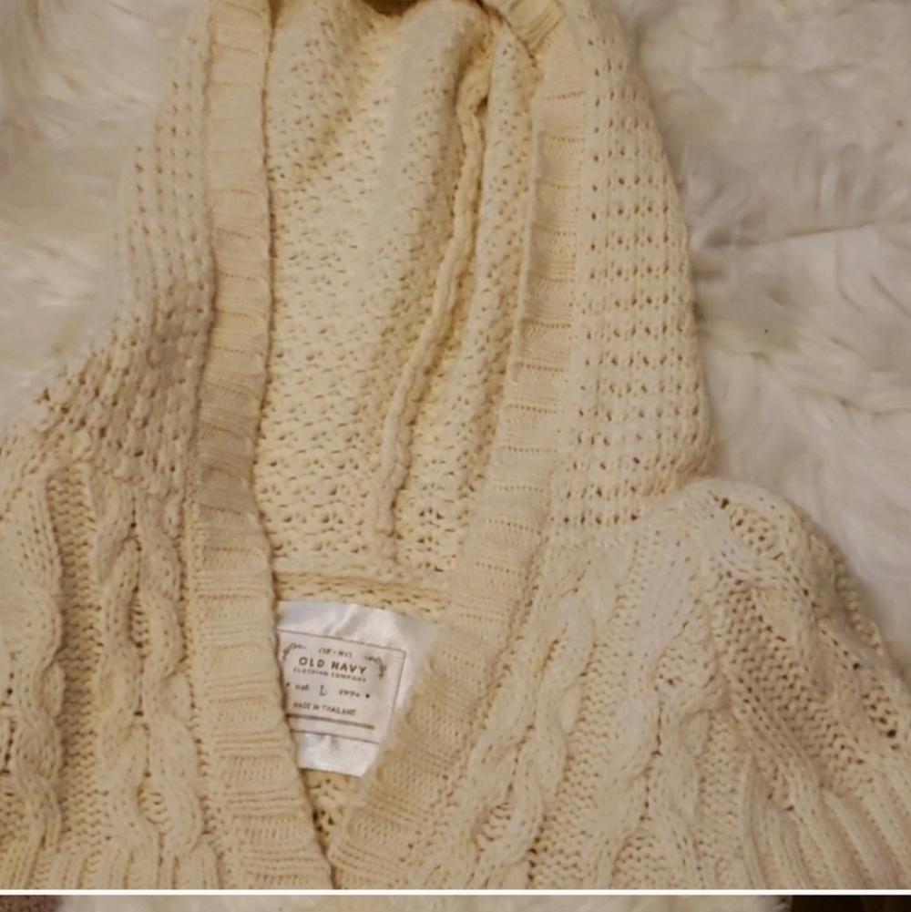 Old Navy Angora Wool Rabbit Cream Sweater Hoodie Textured Tight Knit Comfy Rare - Picture 3 of 16